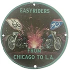 Vintage Porcelain Easy Riders Sign - Iconic Route 66 Memorabilia for Collectors