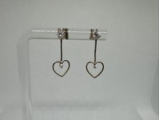 14k Yellow Gold Cubic Zirconia/CZ Heart/Love Stud Post Dangle/Drop Earrings