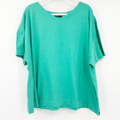 NWT Gudrun Sjoden Womens Lagenlook Minimalist Organic Cotton V-Neck Top XXL