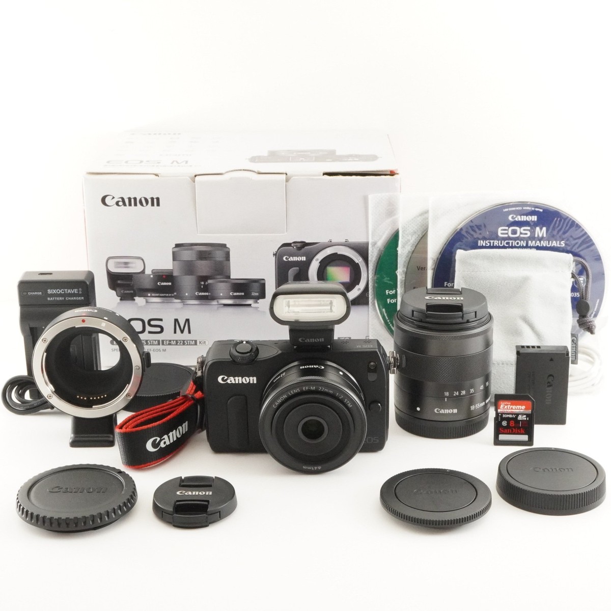 Canon EOS M ミラーレスカメラ Black / 22mm レンズ EOS キヤノン Canon Kiss M ダブルレンズキット ブラック ミラーレス