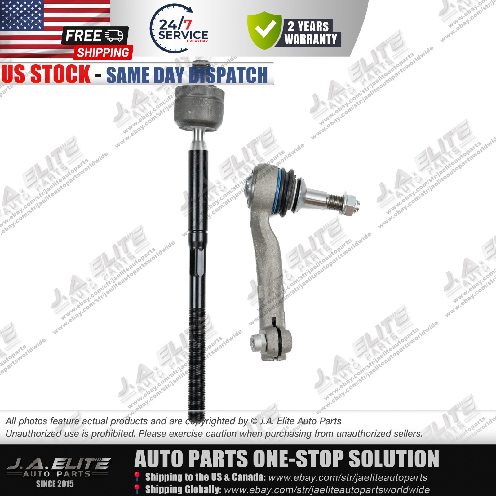 2pcs Right Inner & Outer Tie Rod Ball Joint fit Rolls-Royce Cullinan