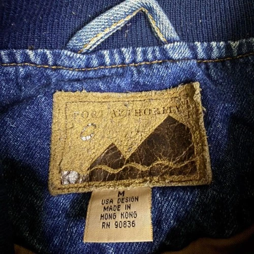 Vintage 90s denim Two-Tone varsity bomber jacket Size Medium