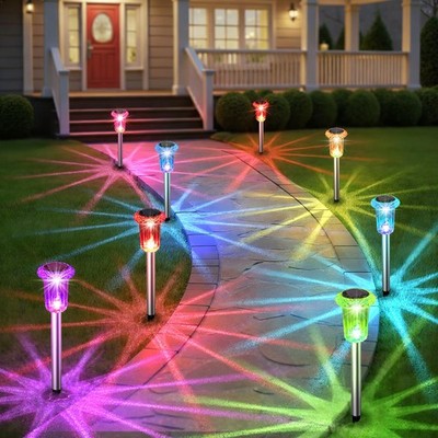Solar Outdoor Lights, 10 Pack Solar Pathway Lights Outdoor Waterproof, Stainl...