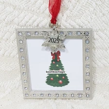 2025 CHRISTMAS TREE ORNAMENT PHOTO PICTURE FRAME HOLIDAY GLAM SQUARE W/SNOWFLAKE