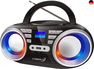 Tragbarer CD-Player | LED-Disco-Lichter | Boombox | CD/CD-R | USB | FM Radio | A