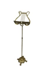 MCM Brass Metal Lyre Harp Shaped Sheet Adjustable Music Stand