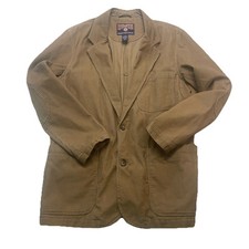 VTG Duluth Tradesman Corduroy Blazer Sz L Tall Thick Two Button Patches Flaws