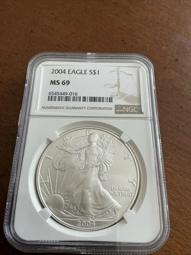 2004 $1 American Silver Eagle NGC MS69 Brown Label