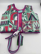 Speedo Swimming Aid Vest Zip Front Center Strap Ages 4-6 Yrs Pink Aqua 45-60 lb
