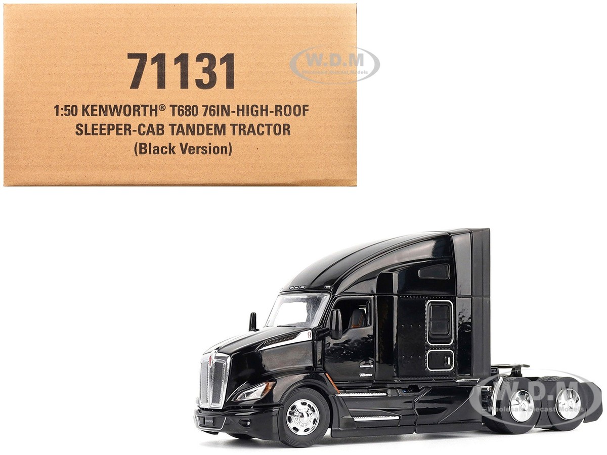 KENWORTH T680 HIGH ROOF SLEEPER CAB TRUCK BLACK 1/50 BY DIECAST