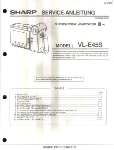 Sharp Original Service Manual für 8mm Camcorder VL-E 45S  - Bild 1 von 1