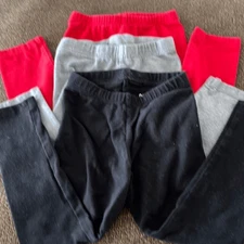Toddler Mixed Brand Gray, Black and Red Leggings Set of 3- 3T