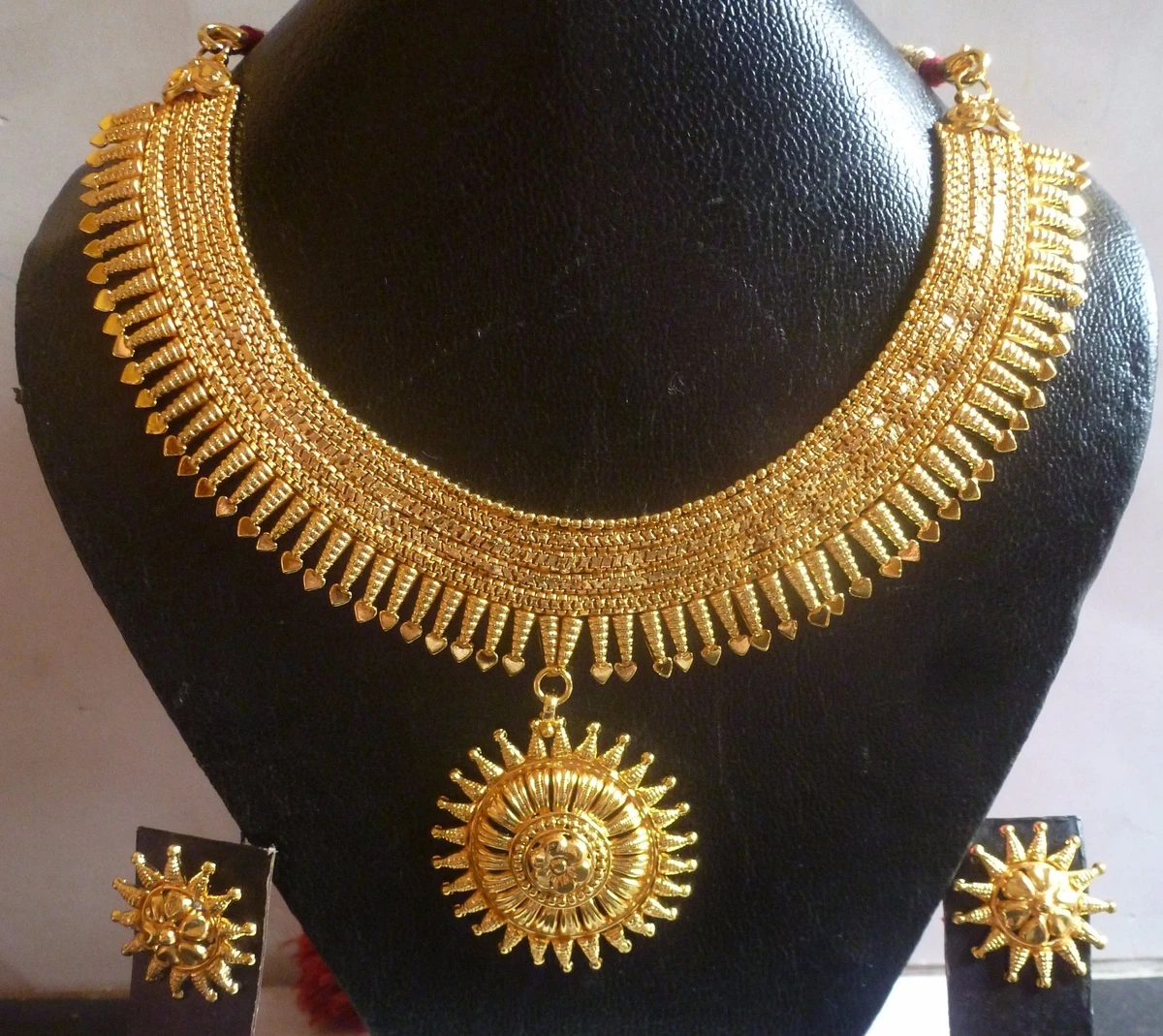 South Indian Wedding 22K Gold Plated Surya Rani Haar Necklace
