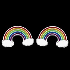 925 Sterling Silver Rainbow  Clouds Stud Earrings Studs Girls Women Men