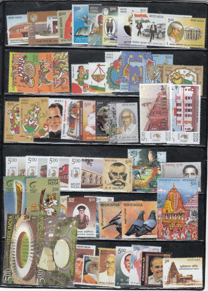 141.PACK COMPLETO DE SELLOS AÑO CONMEMORATIVO INDIA 2010. 91 DIFERENTES. MNH Foto 2 de 3