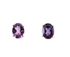 Amethyst Earrings In 14k Yellow Gold.