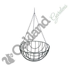 Image of Hanging Baskets 12" 14" 16" 18" Liners Round Wire Jute Metal Green Planter Chain