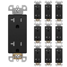 10PCS Outlet Socket Decora Duplex Receptacle 20 Amp 125 Volt Grounding UL listed