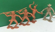 1964 MARX 3 INDIANS  1 Cowboy 5" Figure LOT of 4