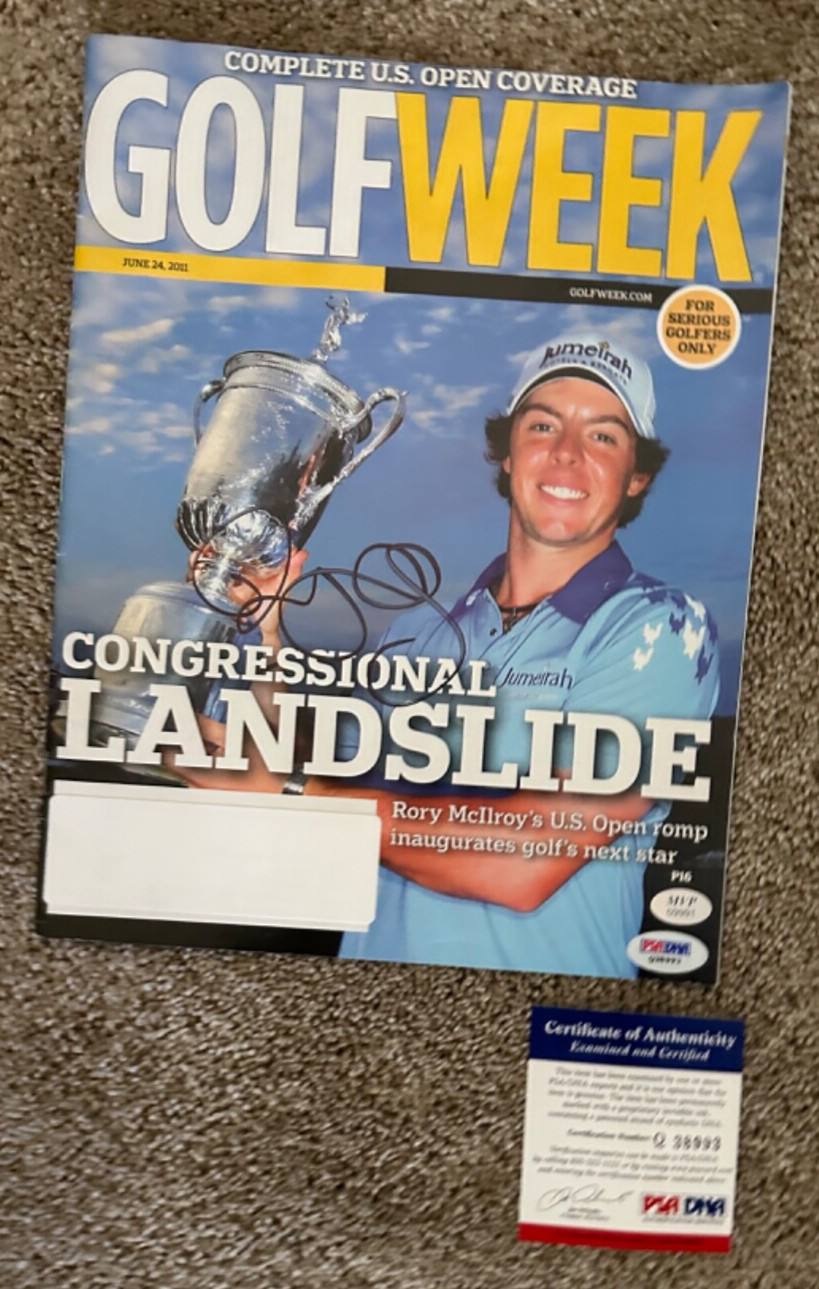 RORY MCILROY Signed 2011 US Open AUTO FLAG JSA  + HAT PSA +  MAG -SUNDAY  PSA view 7