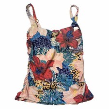 Athleta Square Neck Bra Cup Tankini Swim Top Bora Bora 34B/C