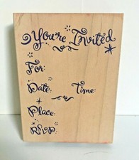 Swirl Invitation All Night Media Wood Rubber Mounted Stamp 477J You're Invited
