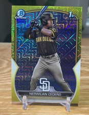 NERWILIAN CEDENO 2023 Bowman MegaBox 1st Bowman Yellow Mojo Refractor /75 PADRES