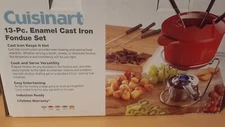 Cuisinart 13-pc. Enamel Cast Iron Fondue Set FP-115R Red - New