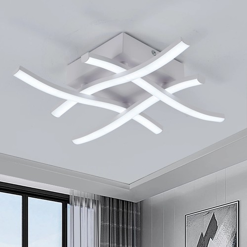 Modern Variable 3 Colour LED Ceiling Light Kitchen Bedroom Curved Design 4 Light - Picture 2 of 11