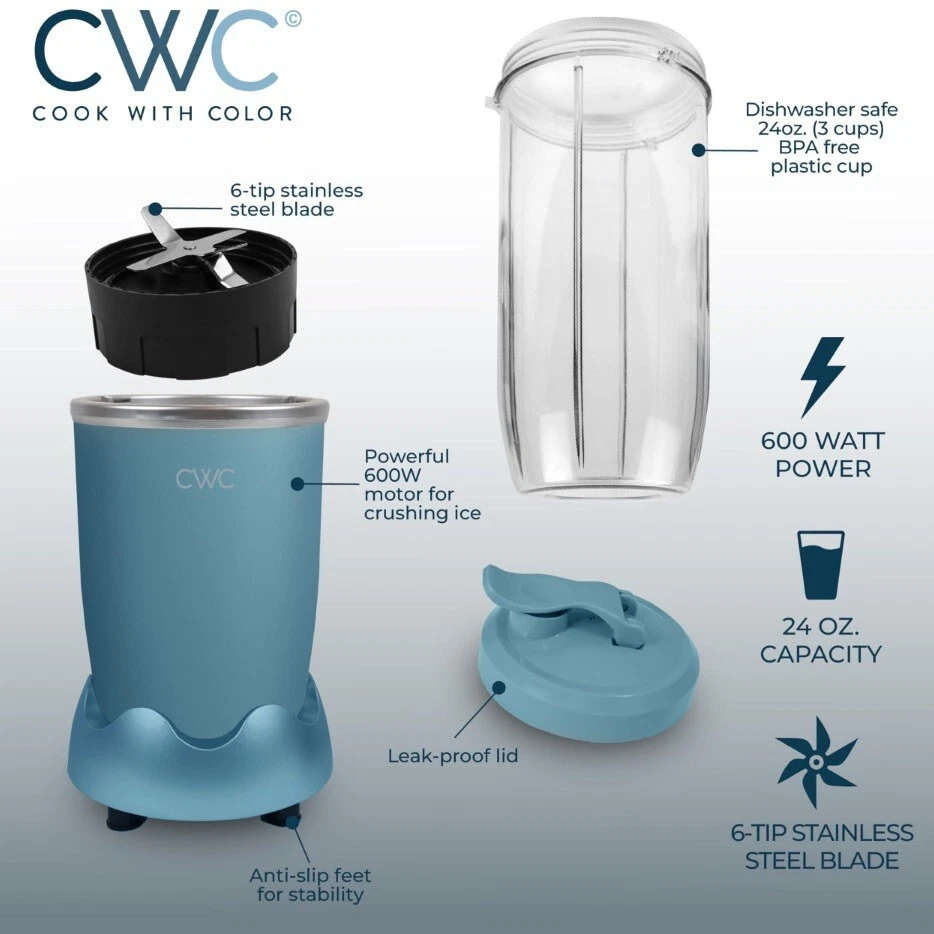 Cook With Color Bullet Blender 600W, 24oz Capacity - Image 2 of 4