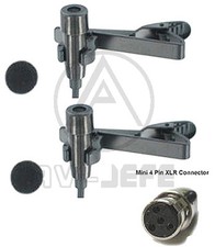 2Pcs Pro Lapel Mic Lavalier Microphone w TA4F for Shure Wireless System L1, L11