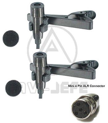 2Pcs Pro Lapel Mic Lavalier Microphone w TA4F for Shure Wireless System L1, L11