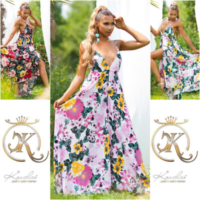 Koucla Women Maxi Dress Party Summer Maxi Dress Flower Backless Milax-Fashion