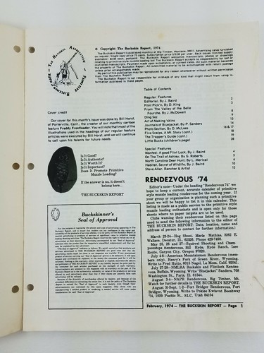 The Buckskin Report Vol 1 No. 5, Feb. 1974 Muzzle Loading Firearms Magazine b-6 - Picture 3 of 4