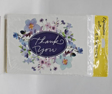 NEW Hallmark Expressions 6 Thank You Cards Blue Flowers Blank Inside Envelopes