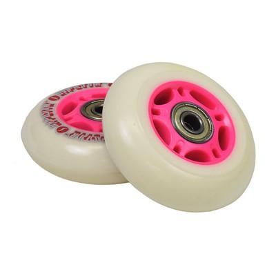 Set Di 2 Ruote MSP Per Razor RipRider 76mm - Bianche Con Mozzo Rosa