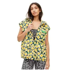 Diane Furstenberg  DVF Nylon Packable Yellow Short Sleeve Hooded Vest  Sz S