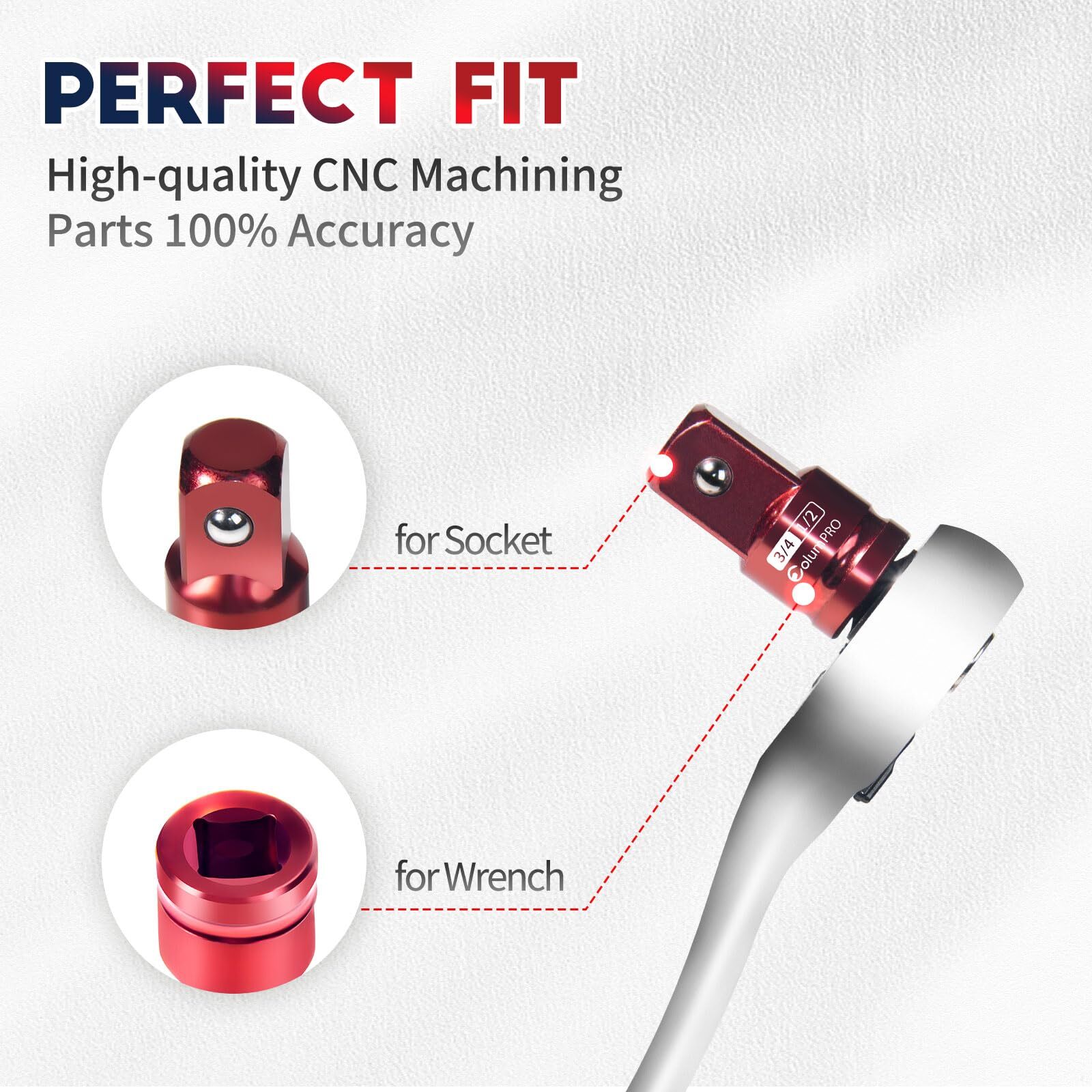 5PCS Impact Socket Adapter Set,Socket Converter&Reducer,1/2 to 3/4,1/2 to 3/8,3/