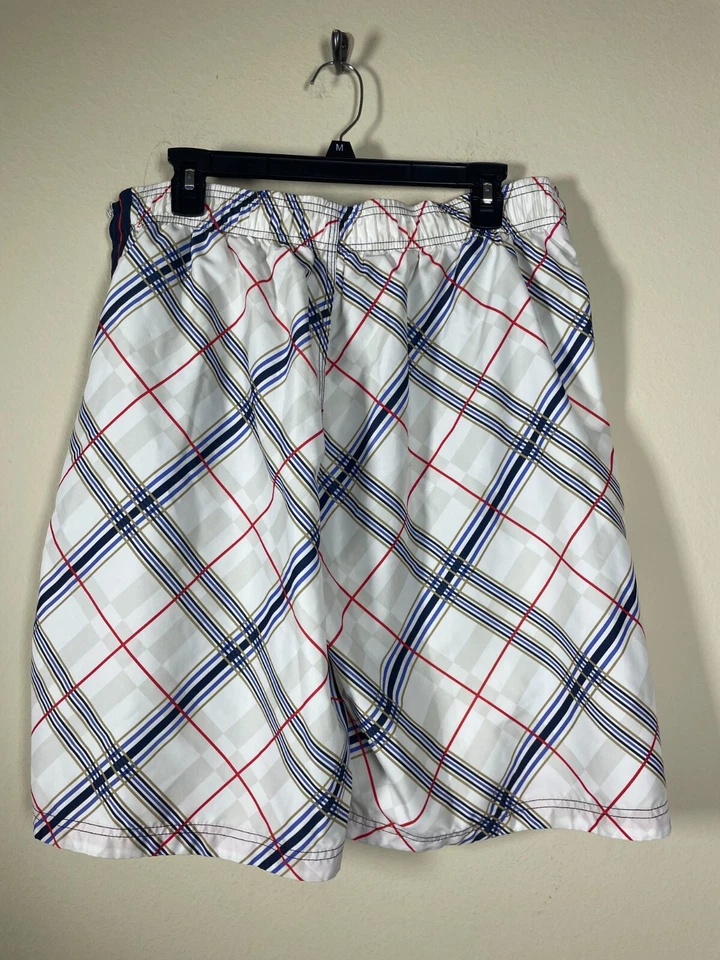 Speedo Men's White Blue Red Plaid Swim Trunks Size: 34 Beach Pool resort - Image 3 of 4