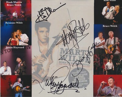 Hank Marvin, Marty Wilde Bruce Welch Justin Hayward HANDSIGNIERTES 8x10 Foto (B)