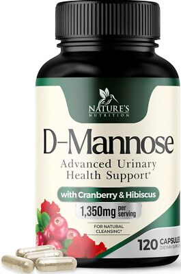 D-Mannose 1350mg with Cranberry Extra Strength Natural Urinary Health Support