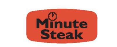 1000 each Minute Steak Food Labels Fl Red Blk Stickers .625 x 1.25