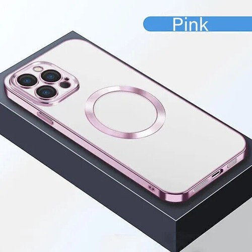 Luxury Plating Clear Magnetic Wireless Charging Case For iPhone 15 Pro Max 14 13 - Picture 23 of 28
