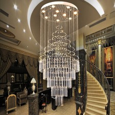 71" Tall Luxury Crystal Chandelier Chrome Silver Spiral Pendant Lighting Fixture