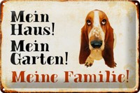 Blechschild Basset 30X20 Cm Mein Haus Mein Garten Familie Deko Schild Tin Sign