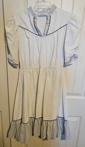 Vintage D. B. A. -L. A. Prairie Dress White And Bl
