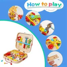 MUWANZI Kids Wooden Tool Box Set with Animal Assembly Play - Educational Prescho