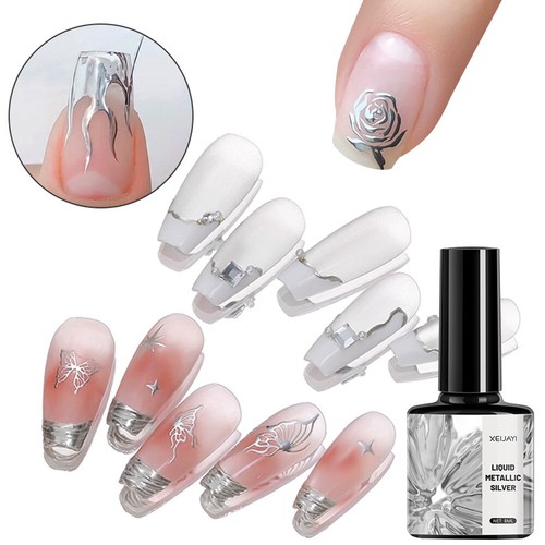 Smalto Per Unghie Gel A Specchio Cromato Metallizzato Argento ☆ - Foto 5 di 12