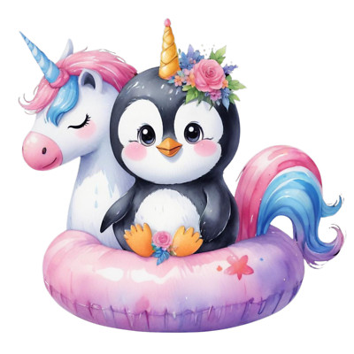 Wandtattoo Aufkleber Pinguin bei Pool Party       Wandaufkleber 18X18 cm Groß