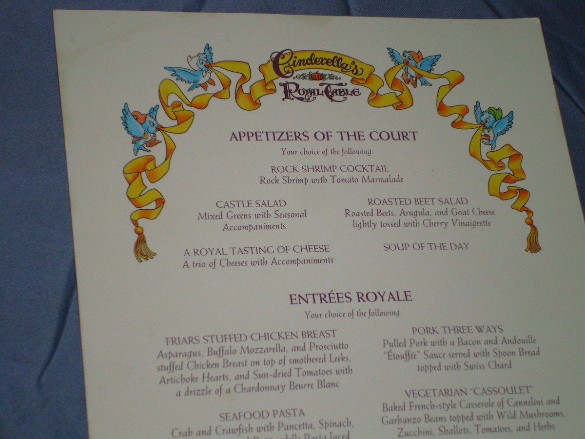 Cinderellas Royal Table Menu